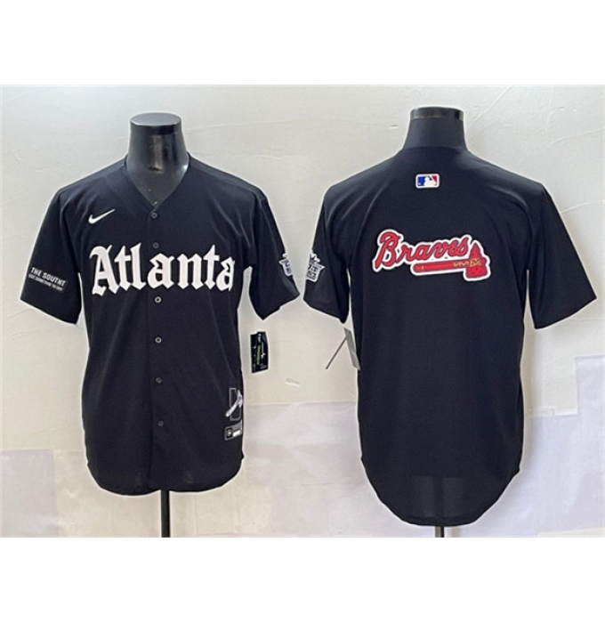 Men's Atlanta Braves Black Team Big Logo Gothic South x Outkast Edition Vapor Limited Stitched Baseball Jersey