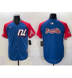 Men's National League Atlanta Braves Team Big Logo Blue Red Alternate 2025 All-Star Edition Limited Stitched Baseball Jersey