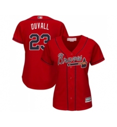 Women's Atlanta Braves #23 Adam Duvall Replica Red Alternate Cool Base Baseball Jersey