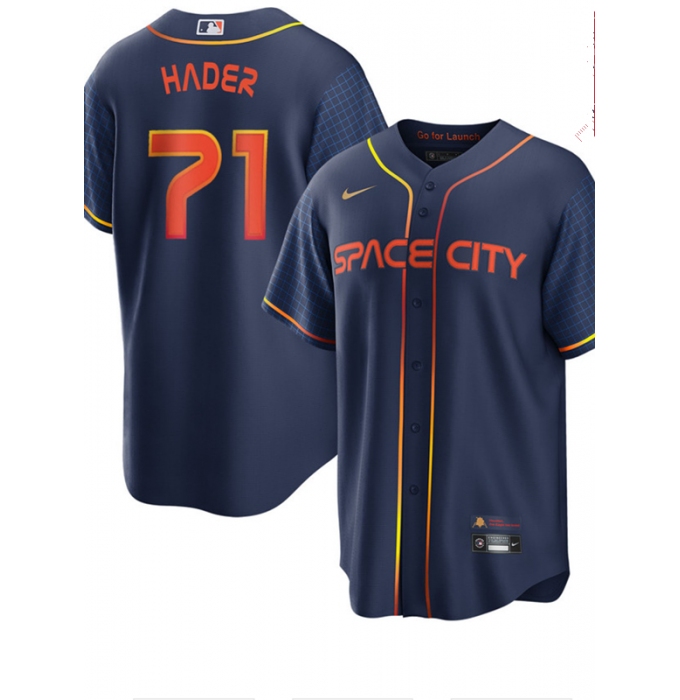 Men's Houston Astros #71 Josh Hader 2022 Navy Blue City Connect Cool Base Stitched Jersey