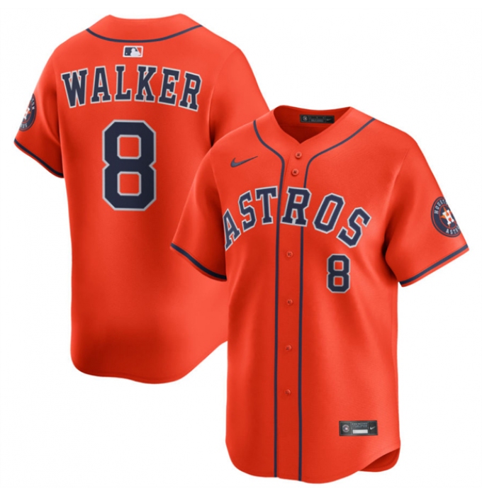Men's Houston Astros #8 Christian Walker Orange 2025 Alternate Limited Stitched Baseball Jersey