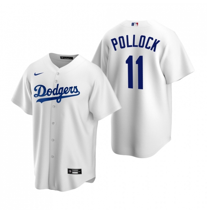 Men's Nike Los Angeles Dodgers #11 A.J. Pollock White Home Stitched Baseball Jersey