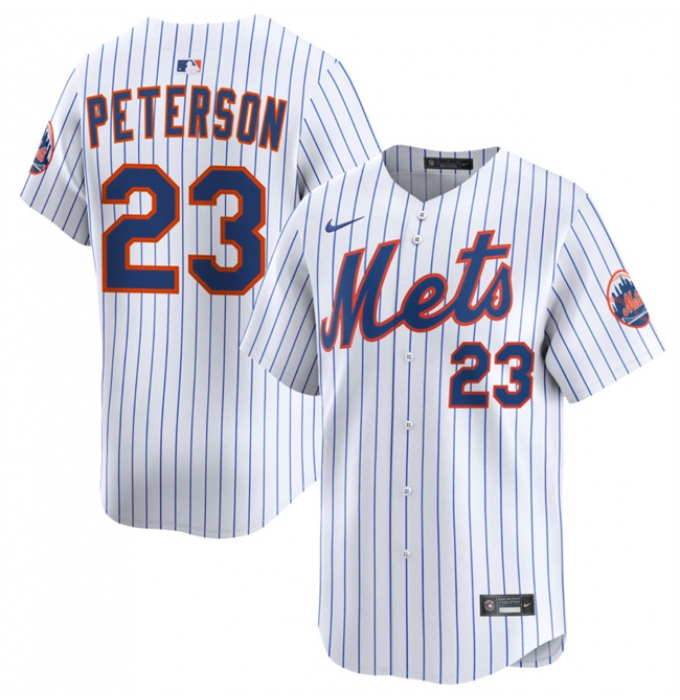 Men's New York Mets #23 David Peterson White 2025 Home Limited Stitched Baseball Jersey