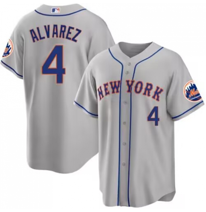 Men's New York Mets #4 Francisco álvarez Gray 2023 Cool Base Stitched Baseball Jersey