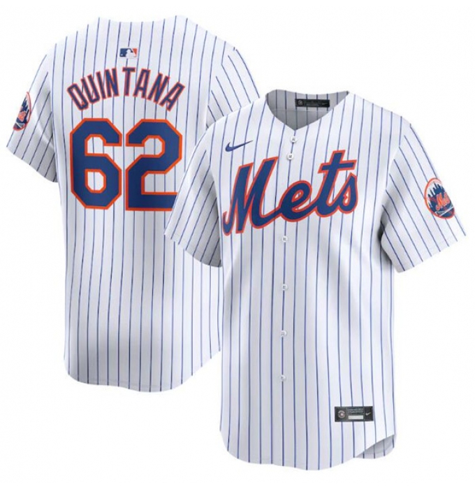 Men's New York Mets #62 Jose Quintana White 2024 Home Limited Stitched Baseball Jersey
