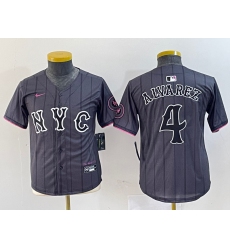 Youth New York Mets #4 Francisco Alvarez Gray 2024 City Connect Cool Base Stitched Jersey