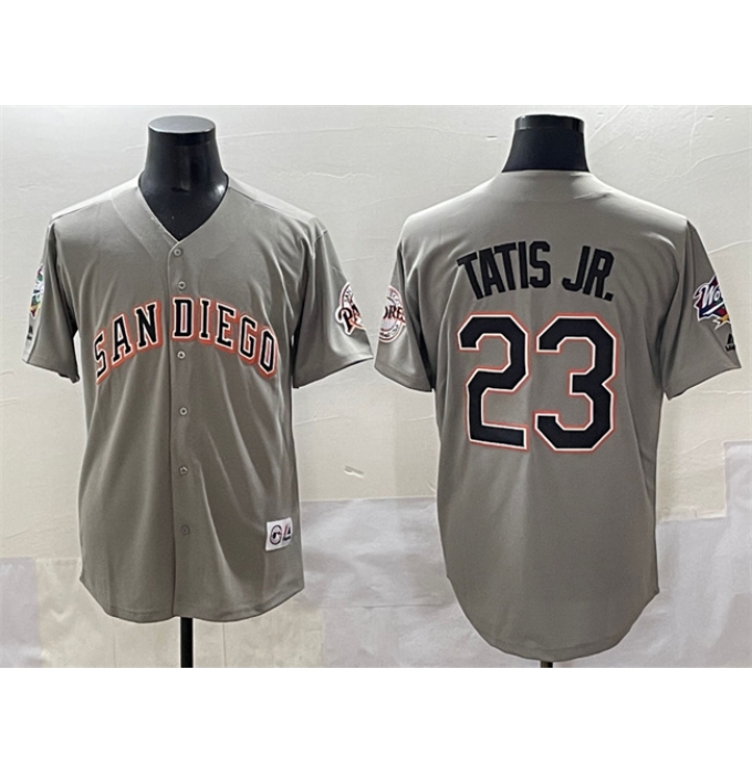 Men's San Diego Padres #23 Fernando Tatis Jr. Gray Fashion Throwback With Cool Base Stitched Jersey