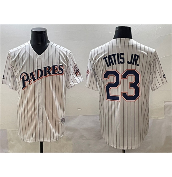 Men's San Diego Padres #23 Fernando Tatis Jr. White Throwback With Cool Base Stitched Baseball Jersey