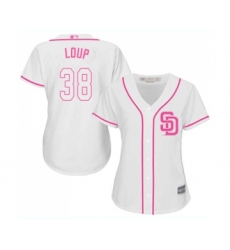Women's San Diego Padres #38 Aaron Loup Replica White Fashion Cool Base Baseball Jersey