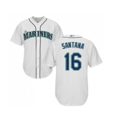 Youth Seattle Mariners #16 Domingo Santana Replica White Home Cool Base Baseball Jersey