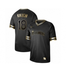 Men's Seattle Mariners #18 Yusei Kikuchi Authentic Black Gold Fashion Baseball Jersey