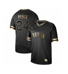 Men's Texas Rangers #24 Hunter Pence Authentic Black Gold Fashion Baseball Jersey
