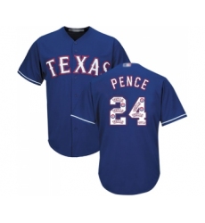 Men's Texas Rangers #24 Hunter Pence Authentic Royal Blue Team Logo Fashion Cool Base Baseball Jersey