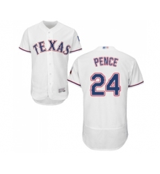 Men's Texas Rangers #24 Hunter Pence White Home Flex Base Authentic Collection Baseball Jersey