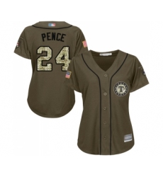 Women's Texas Rangers #24 Hunter Pence Authentic Green Salute to Service Baseball Jersey