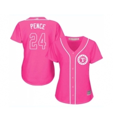 Women's Texas Rangers #24 Hunter Pence Replica Pink Fashion Cool Base Baseball Jersey