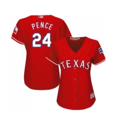 Women's Texas Rangers #24 Hunter Pence Replica Red Alternate Cool Base Baseball Jersey