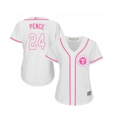 Women's Texas Rangers #24 Hunter Pence Replica White Fashion Cool Base Baseball Jersey
