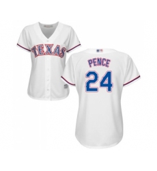 Women's Texas Rangers #24 Hunter Pence Replica White Home Cool Base Baseball Jersey