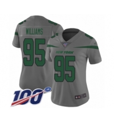 Women's New York Jets #95 Quinnen Williams Limited Gray Inverted Legend 100th Season Football Jersey