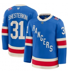 Men's New York Rangers #31 Igor Shesterkin Blue Centennial Stitched Hockey Jersey