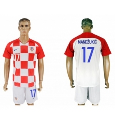 Croatia #17 Mandzukic Home Soccer Country Jersey