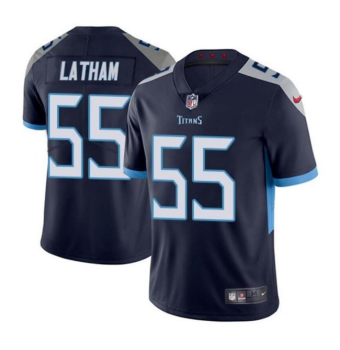 Men's Tennessee Titans #55 JC Latham Navy 2024 Draft Vapor Limited Football Stitched Jersey
