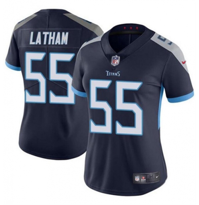 Women's Tennessee Titans #55 JC Latham Navy 2024 Draft Vapor Football Stitched Jersey(Run Small)