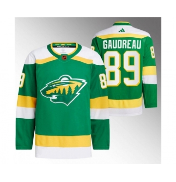 Men's Minnesota Wild #89 Frederick Gaudreau Green 2022-23 Reverse Retro Stitched