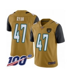 Men's Jacksonville Jaguars #47 Jake Ryan Limited Gold Rush Vapor Untouchable 100th Season Football Jersey
