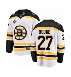 Youth Boston Bruins #27 John Moore Authentic White Away Fanatics Branded Breakaway 2019 Stanley Cup Final Bound Hockey Jersey