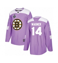 Men's Boston Bruins #14 Chris Wagner Authentic Purple Fights Cancer Practice 2019 Stanley Cup Final Bound Hockey Jersey