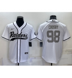 Men's Las Vegas Raiders #98 Maxx Crosby White Grey Stitched MLB Cool Base Nike Baseball Jersey Men's Las Vegas Raiders #98 Maxx Crosby White Grey Stitched MLB Cool Base Nike Baseball Jersey