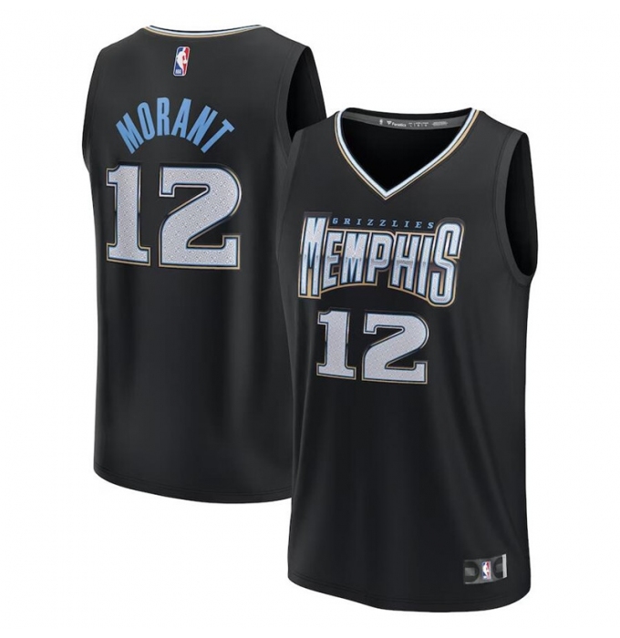 Men's Fanatics Branded #12 Ja Morant Black Memphis Grizzlies 2022-23 Fastbreak City Edition Jersey