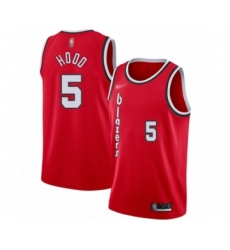 Men's Portland Trail Blazers #5 Rodney Hood Authentic Red Hardwood Classics Basketball Jersey