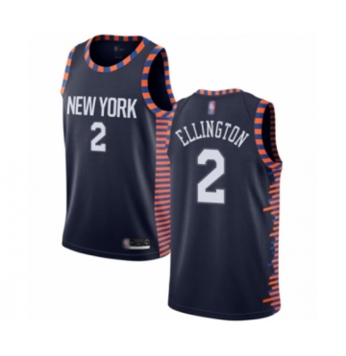Men's New York Knicks #2 Wayne Ellington Authentic Navy Blue Basketball Jersey - 2018-19 City Edition