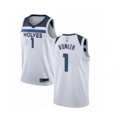 Men's Minnesota Timberwolves #1 Noah Vonleh Authentic White Basketball Jersey - Association Edition