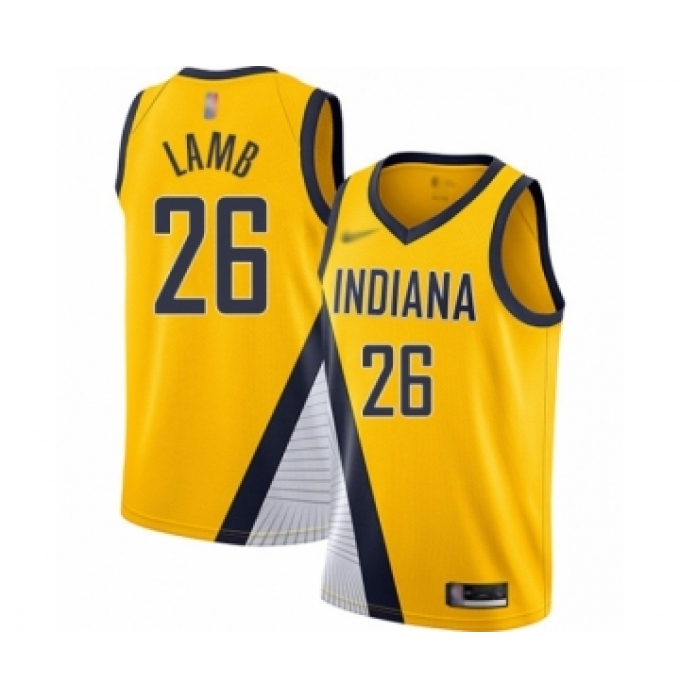 Women's Indiana Pacers #26 Jeremy Lamb Swingman Gold Finished Basketball Jersey - Statement Edition