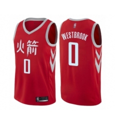 Men's Houston Rockets #0 Russell Westbrook Authentic Red Basketball Jersey - City Edition