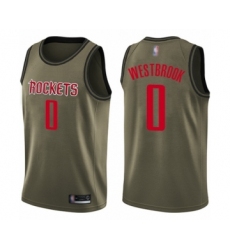 Youth Houston Rockets #0 Russell Westbrook Swingman Green Salute to Service Basketball Jersey