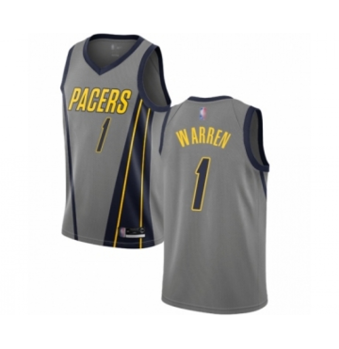 Men's Indiana Pacers #1 T.J. Warren Authentic Gray Basketball Jersey - City Edition