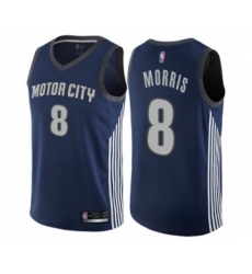 Men's Detroit Pistons #8 Markieff Morris Authentic Navy Blue Basketball Jersey - City Edition