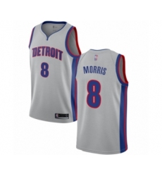 Men's Detroit Pistons #8 Markieff Morris Authentic Silver Basketball Jersey Statement Edition