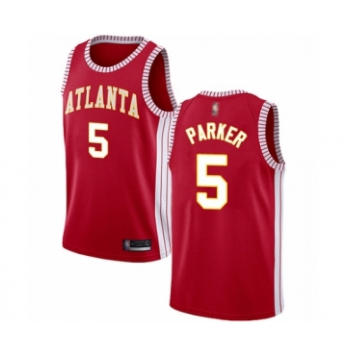Men's Atlanta Hawks #5 Jabari Parker Authentic Red Basketball Jersey Statement Edition
