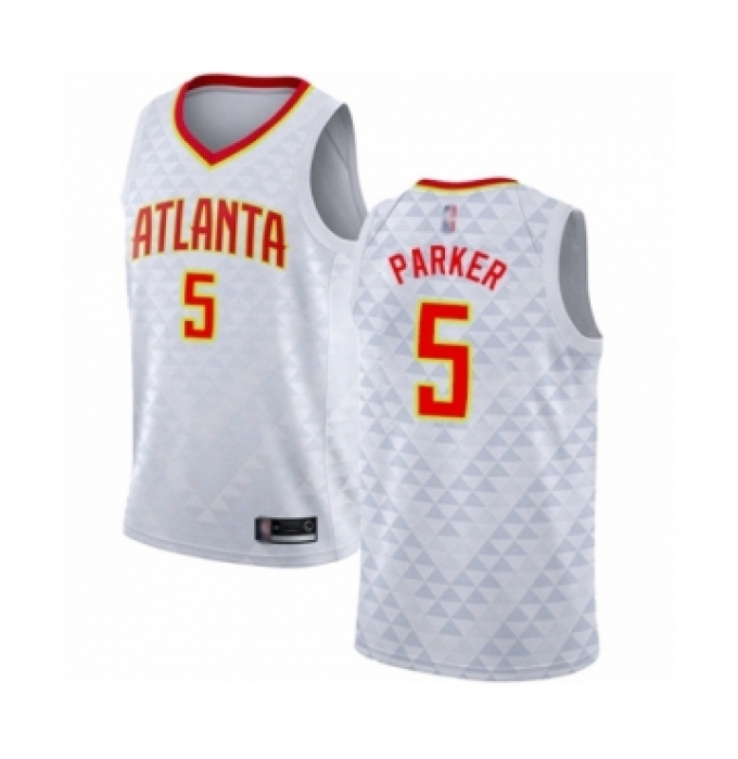 Men's Atlanta Hawks #5 Jabari Parker Authentic White Basketball Jersey - Association Edition