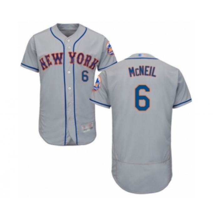 Men's New York Mets #6 Jeff McNeil Grey Road Flex Base Authentic Collection Baseball Jersey