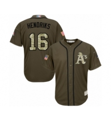 Men's Oakland Athletics #16 Liam Hendriks Authentic Green Salute to Service Baseball Jersey
