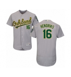 Men's Oakland Athletics #16 Liam Hendriks Grey Road Flex Base Authentic Collection Baseball Jersey