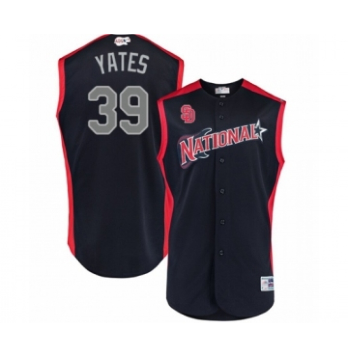 Men's San Diego Padres #39 Kirby Yates Authentic Navy Blue National League 2019 Baseball All-Star Jersey