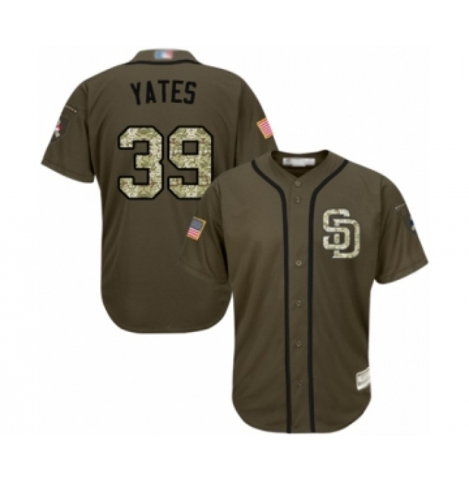 Youth San Diego Padres #39 Kirby Yates Authentic Green Salute to Service Cool Base Baseball Jersey